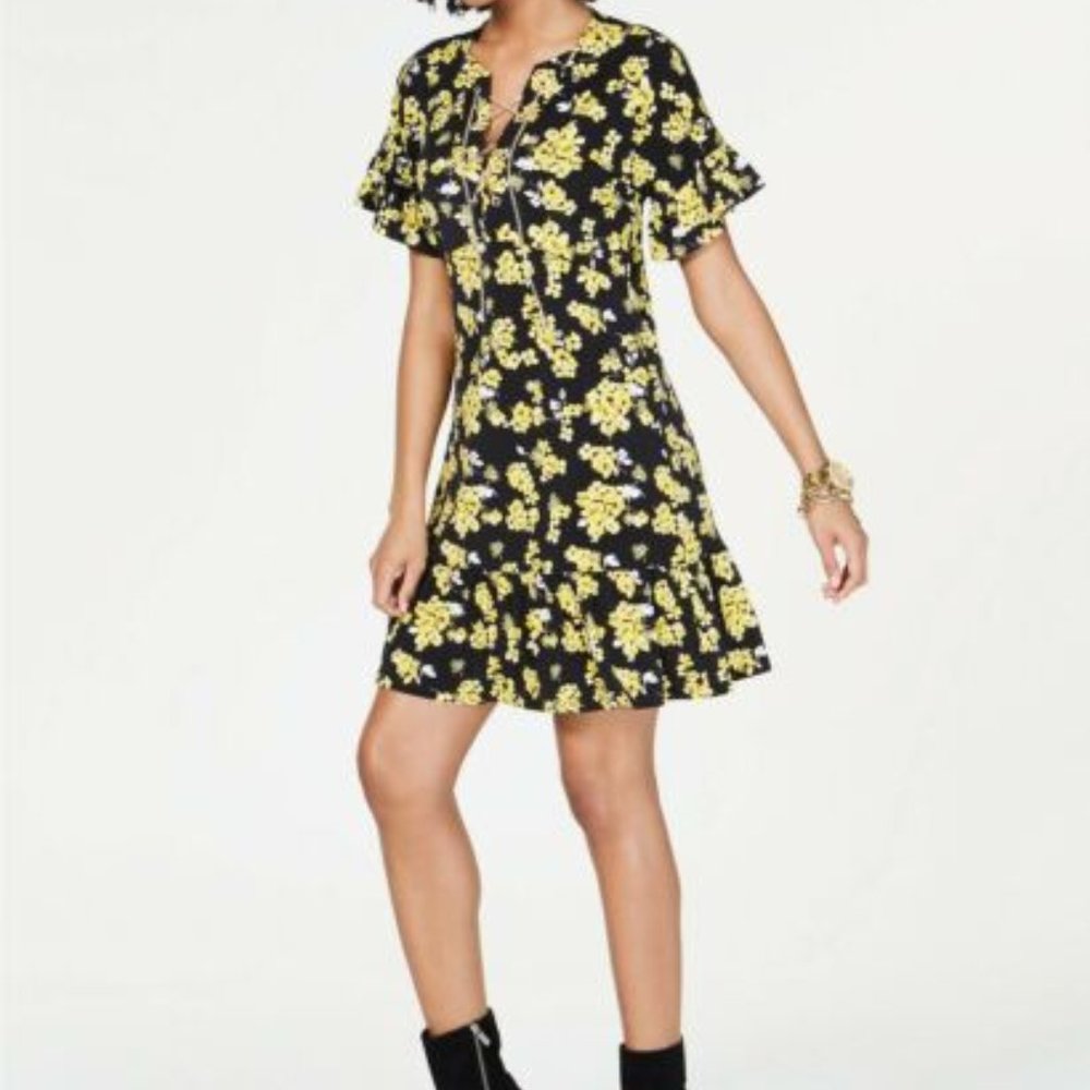 Michael Kors Chain Lace Up Flounce Dress S